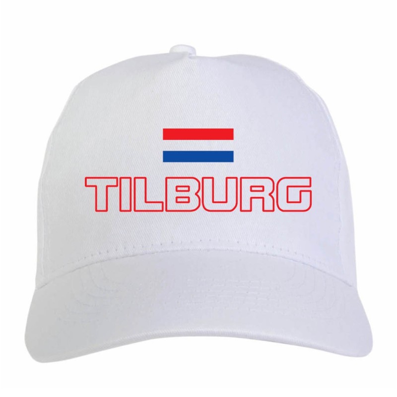 Cappellino ricamato WILLEM Olanda bianco - poliestere, 5 pannelli, regolazione in velcro