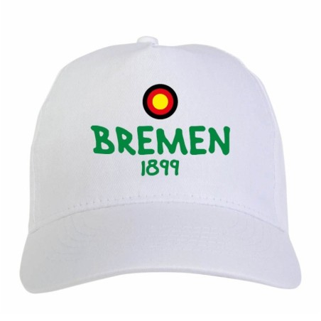 Cappellino ricamato BREMEN bianco - poliestere, 5 pannelli, regolazione in velcro