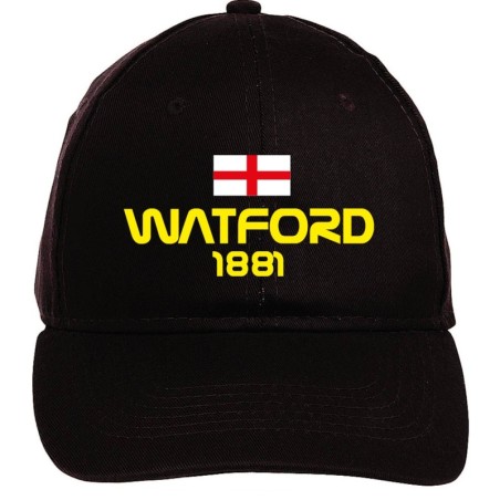 Cappellino ricamato WATFORD nero - poliestere, 5 pannelli, regolazione in velcro