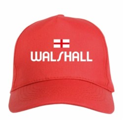 Cappellino ricamato WALSALL rosso - poliestere, 5 pannelli, regolazione in velcro