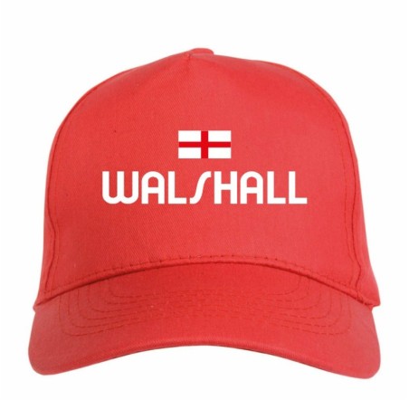 Cappellino ricamato WALSALL rosso - poliestere, 5 pannelli, regolazione in velcro