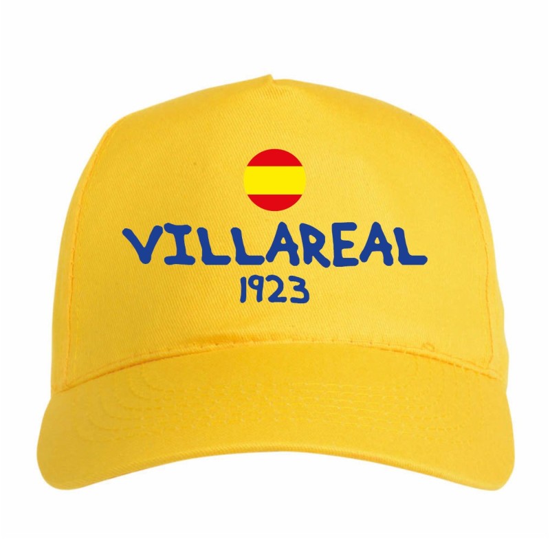 Cappellino ricamato VILLARREAL giallo - poliestere, 5 pannelli, regolazione in velcro