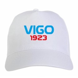 Cappellino ricamato VIGO bianco - poliestere, 5 pannelli, regolazione in velcro