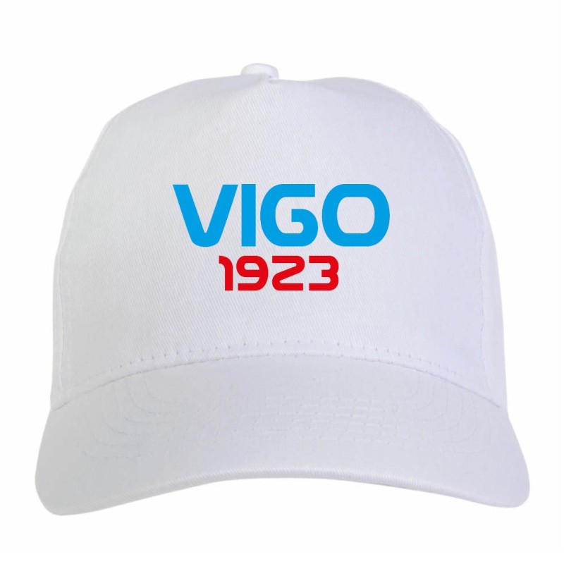 Cappellino ricamato VIGO bianco - poliestere, 5 pannelli, regolazione in velcro