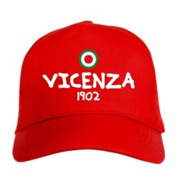 Cappellino ricamato VICENZA rosso - poliestere, 5 pannelli, regolazione in velcro