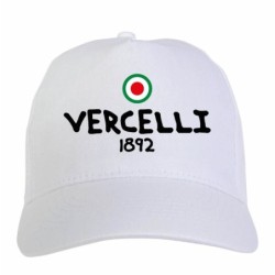 Cappellino ricamato VERCELLI bianco - poliestere, 5 pannelli, regolazione in velcro