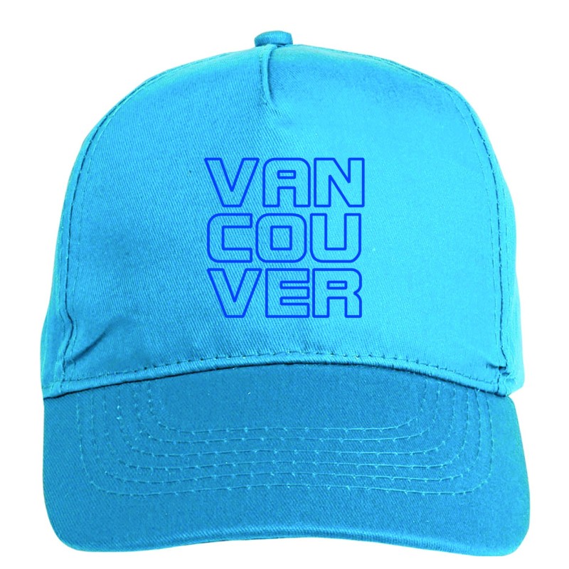 Cappellino ricamato VANCOUVER azzurro - poliestere, 5 pannelli, regolazione in velcro