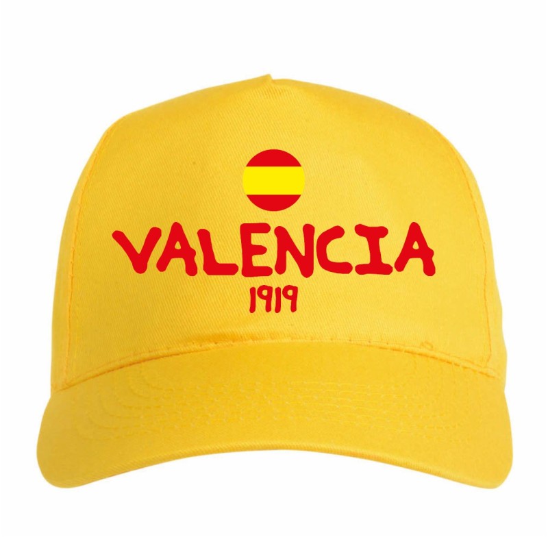 Cappellino ricamato VALENCIA giallo - poliestere, 5 pannelli, regolazione in velcro