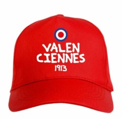 Cappellino ricamato VALENCIENNES rosso - poliestere, 5 pannelli, regolazione in velcro