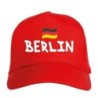 Cappellino ricamato BERLIN rosso - poliestere, 5 pannelli, regolazione in velcro