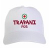 Cappellino ricamato TRAPANI bianco - poliestere, 5 pannelli, regolazione in velcro