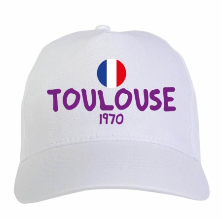 Cappellino ricamato TOULOUSE bianco - poliestere, 5 pannelli, regolazione in velcro