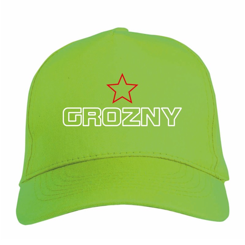 Cappellino ricamato GROZNY verde - poliestere, 5 pannelli, regolazione in velcro