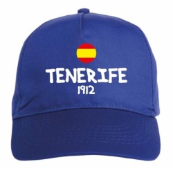 Cappellino ricamato TENERIFE blu - poliestere, 5 pannelli, regolazione in velcro