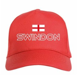 Cappellino ricamato SWINDON rosso - poliestere, 5 pannelli, regolazione in velcro