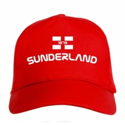 Cappellino ricamato SUNDERLAND rosso - poliestere, 5 pannelli, regolazione in velcro