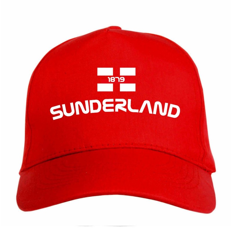 Cappellino ricamato SUNDERLAND rosso - poliestere, 5 pannelli, regolazione in velcro