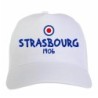 Cappellino ricamato STRASBOURG bianco - poliestere, 5 pannelli, regolazione in velcro