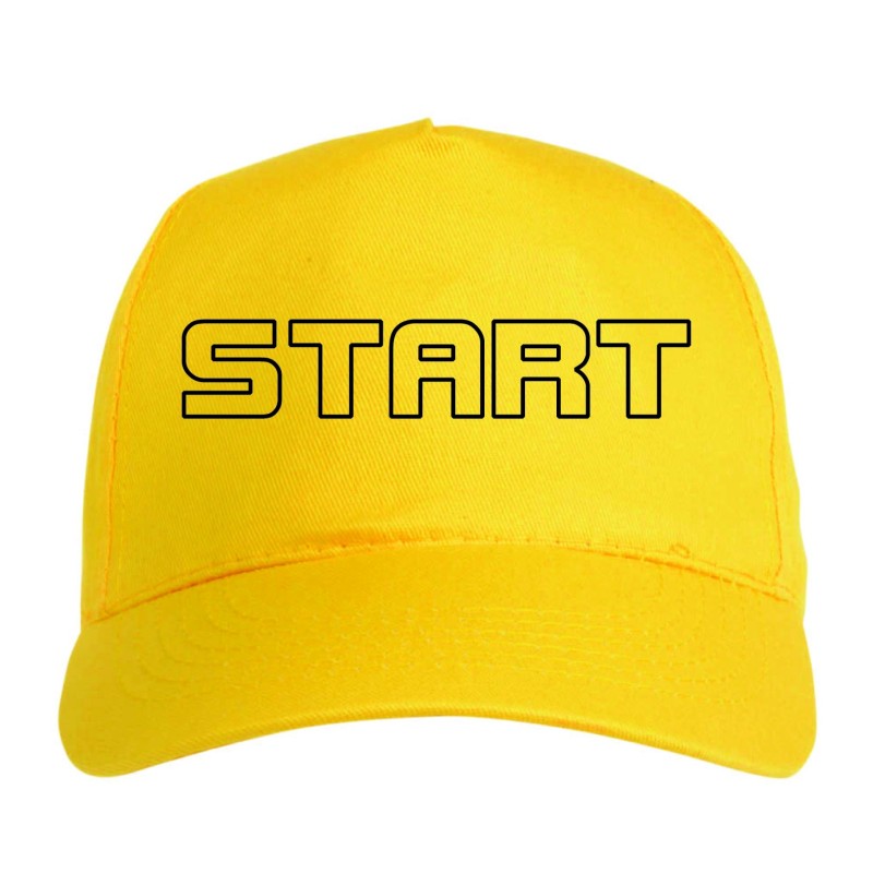 Cappellino ricamato START giallo - poliestere, 5 pannelli, regolazione in velcro