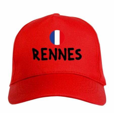 Cappellino ricamato RENNAIS rosso - poliestere, 5 pannelli, regolazione in velcro