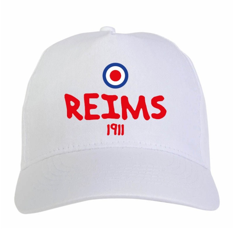 Cappellino ricamato REIMS bianco - poliestere, 5 pannelli, regolazione in velcro