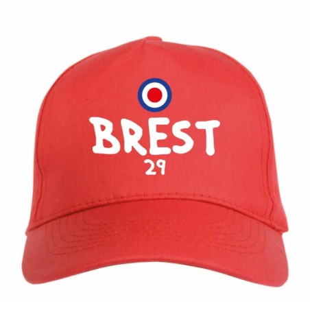 Cappellino ricamato BRESTOIS rosso - poliestere, 5 pannelli, regolazione in velcro