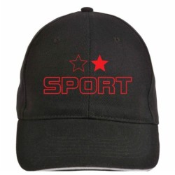 Cappellino ricamato SPORT nero - poliestere, 5 pannelli, regolazione in velcro