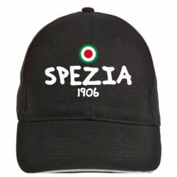 Cappellino ricamato SPEZIA nero - poliestere, 5 pannelli, regolazione in velcro