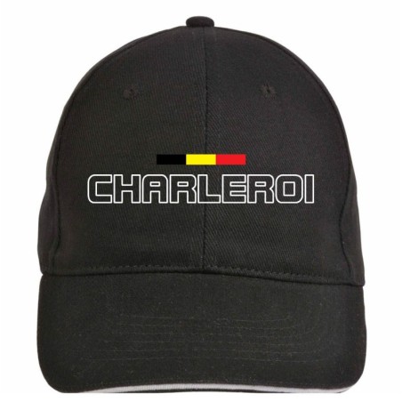 Cappellino ricamato CHARLEROI nero - poliestere, 5 pannelli, regolazione in velcro