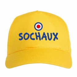 Cappellino ricamato SOCHAUX giallo - poliestere, 5 pannelli, regolazione in velcro