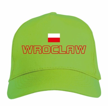 Cappellino ricamato Polonia WROCLAW verde - poliestere, 5 pannelli, regolazione in velcro