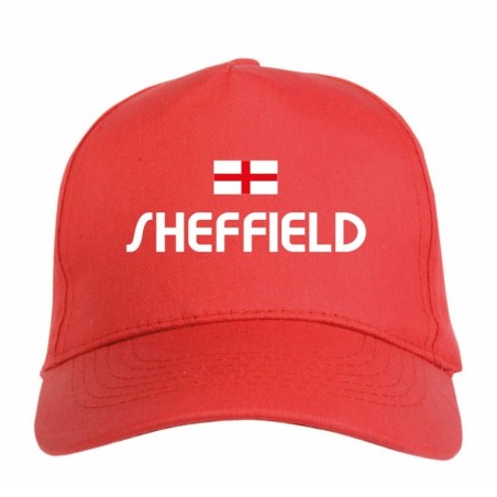 Cappellino ricamato SHEFFIELD rosso - poliestere, 5 pannelli, regolazione in velcro