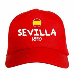 Cappellino ricamato SEVILLA rosso - poliestere, 5 pannelli, regolazione in velcro