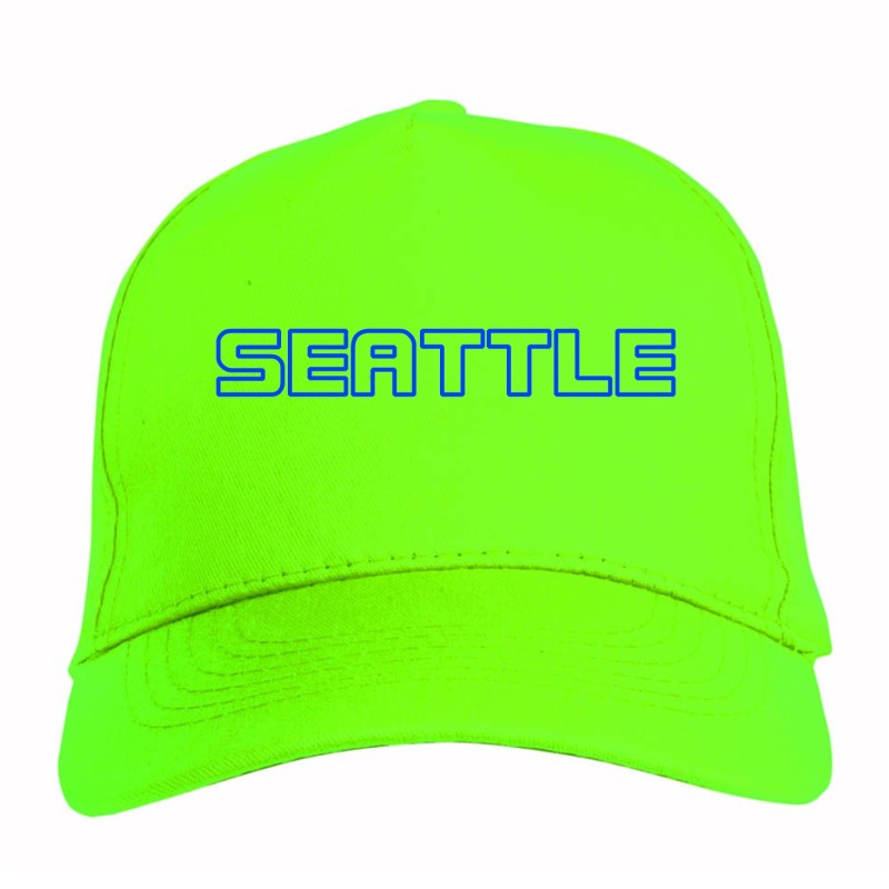 Cappellino ricamato SEATTLE verde - poliestere, 5 pannelli, regolazione in velcro