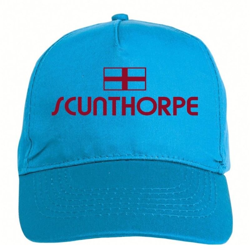 Cappellino ricamato SCUNTHORPE azzurro - poliestere, 5 pannelli, regolazione in velcro