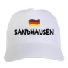 Cappellino ricamato SANDHAUSEN bianco - poliestere, 5 pannelli, regolazione in velcro