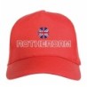 Cappellino ricamato ROTHERDAM rosso - poliestere, 5 pannelli, regolazione in velcro