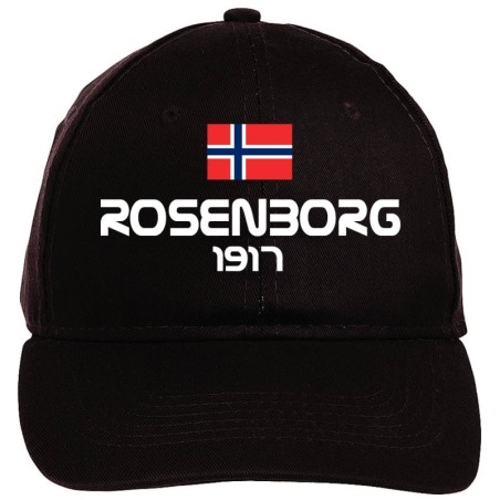 Cappellino ricamato ROSENBORG nero - poliestere, 5 pannelli, regolazione in velcro