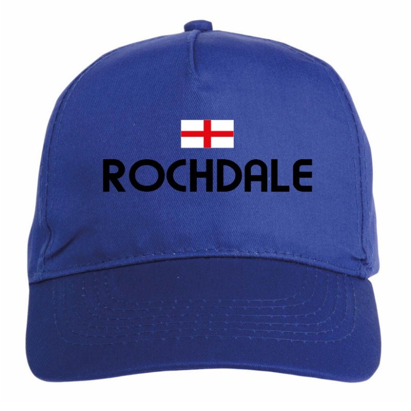 Cappellino ricamato ROCHDALE blu - poliestere, 5 pannelli, regolazione in velcro