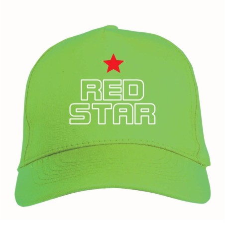 Cappellino ricamato RED STAR verde - poliestere, 5 pannelli, regolazione in velcro