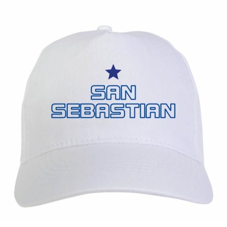 Cappellino ricamato REAL San Sebastian Spagna bianco - poliestere, 5 pannelli, regolazione in velcro