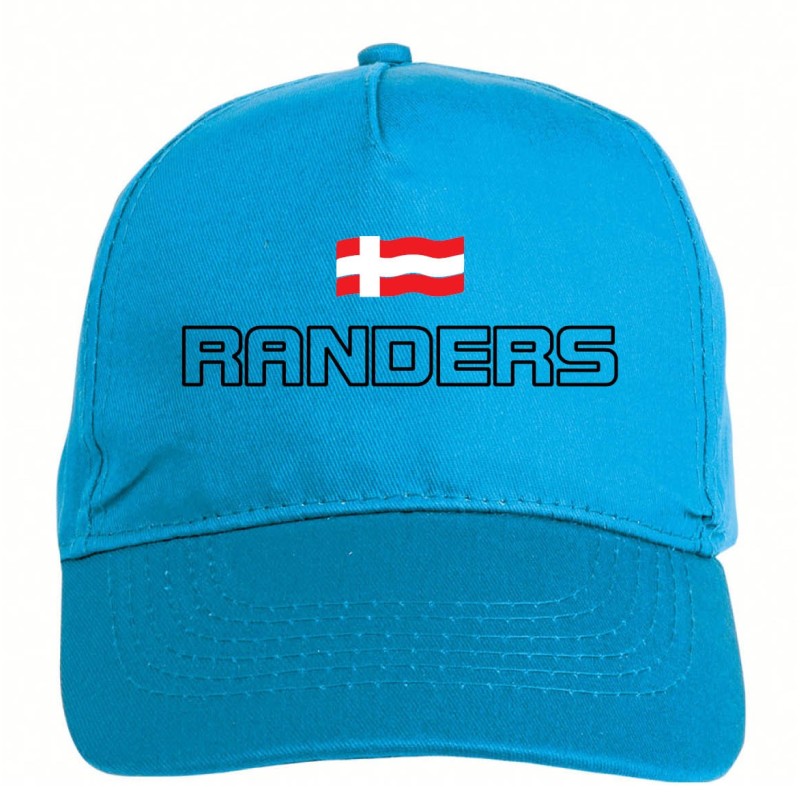 Cappellino ricamato RANDERS azzurro - poliestere, 5 pannelli, regolazione in velcro