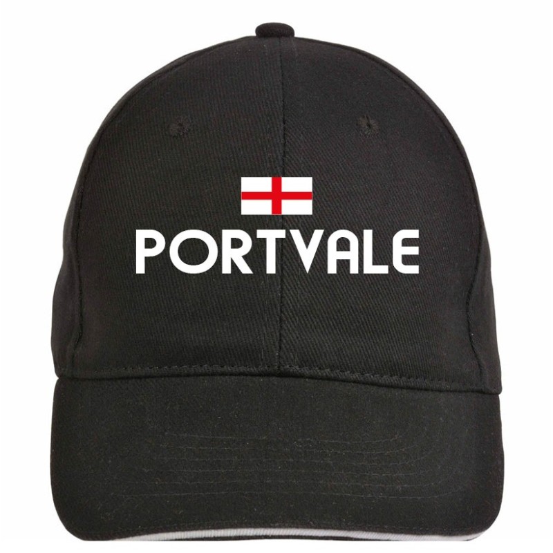 Cappellino ricamato PORTVALE nero - poliestere, 5 pannelli, regolazione in velcro