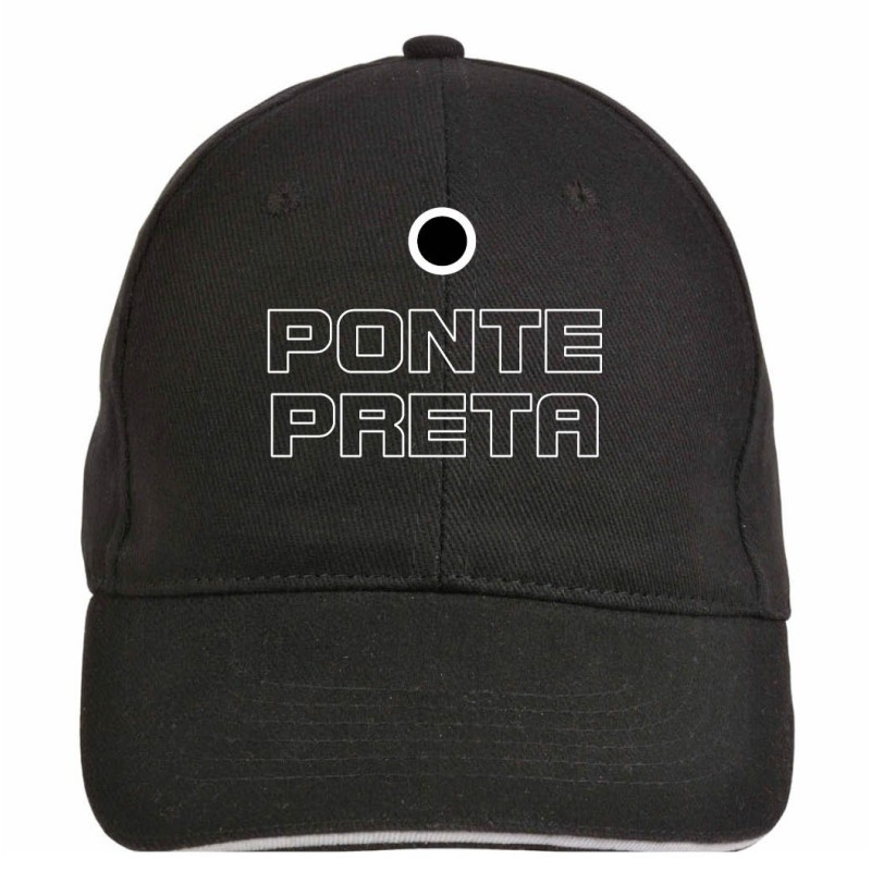 Cappellino ricamato PONTE PRETA nero - poliestere, 5 pannelli, regolazione in velcro