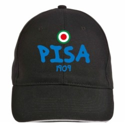 Cappellino ricamato PISA nero - poliestere, 5 pannelli, regolazione in velcro