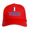 Cappellino ricamato PARIS Francia rosso - sportivo ultras, in poliestere, 5 pannelli, regolazione in velcro