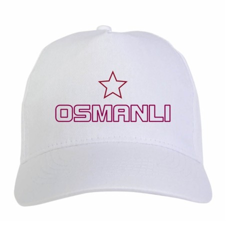 Cappellino ricamato OSMANLI Turchia bianco - sportivo ultras, in poliestere, 5 pannelli, regolazione in velcro