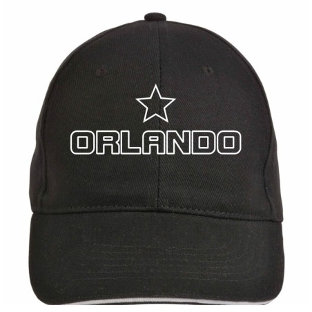 Cappellino ricamato ORLANDO USA nero - sportivo ultras, in poliestere, 5 pannelli, regolazione in velcro