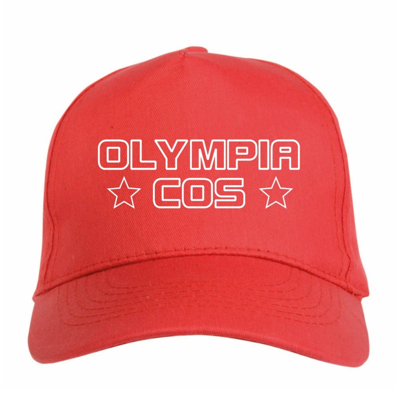 Cappellino ricamato Pireo Grecia rosso - sportivo ultras, in poliestere, 5 pannelli, regolazione in velcro