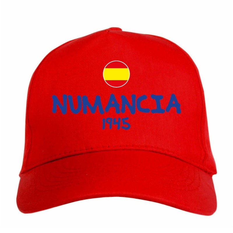 Cappellino ricamato NUMANCIA rosso - sportivo ultras, in poliestere, 5 pannelli, regolazione in velcro